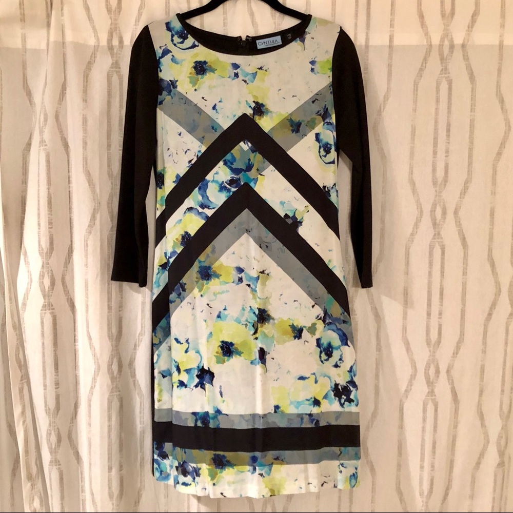 Cynthia Rowley Floral Color Block Shift Dress